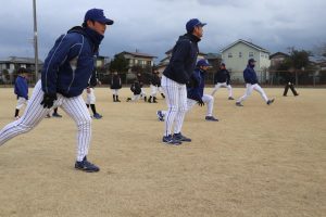 準備運動　鹿島選手のお手本